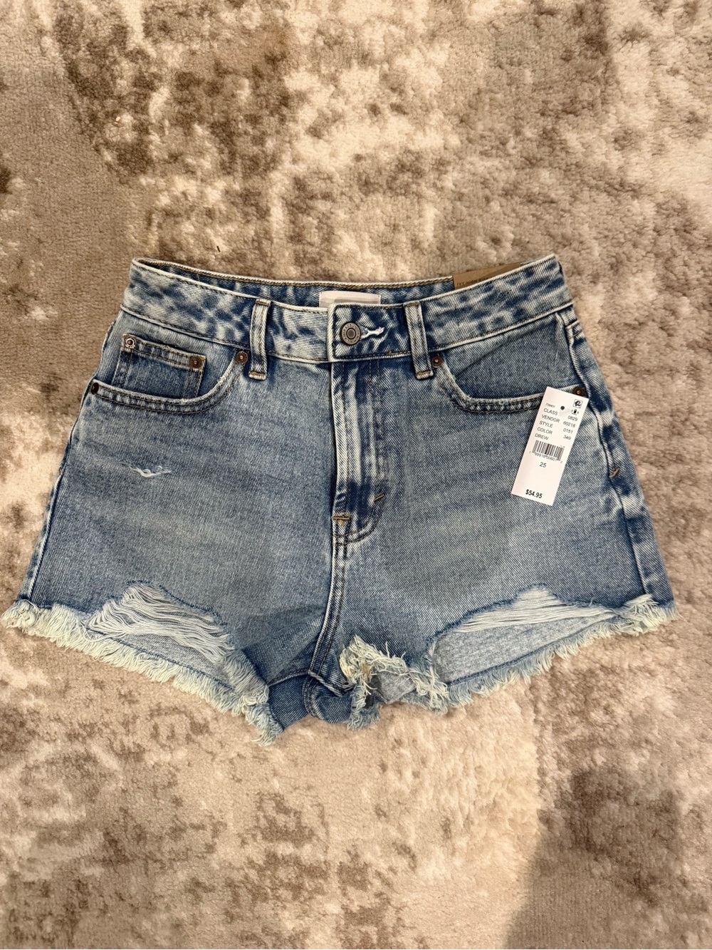 PacSun Light Blue Distressed High-Rise Denim Shorts